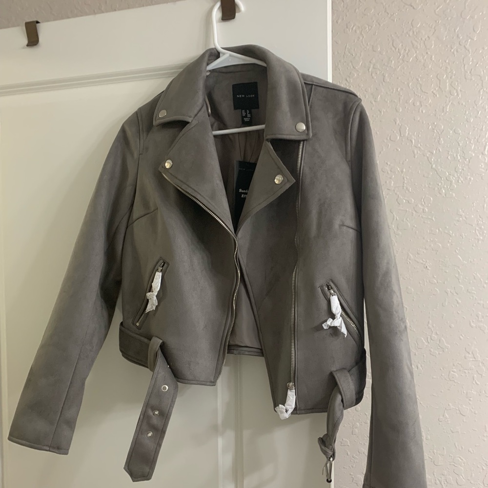 New Look Suedette Biker Jacket - Dark gray